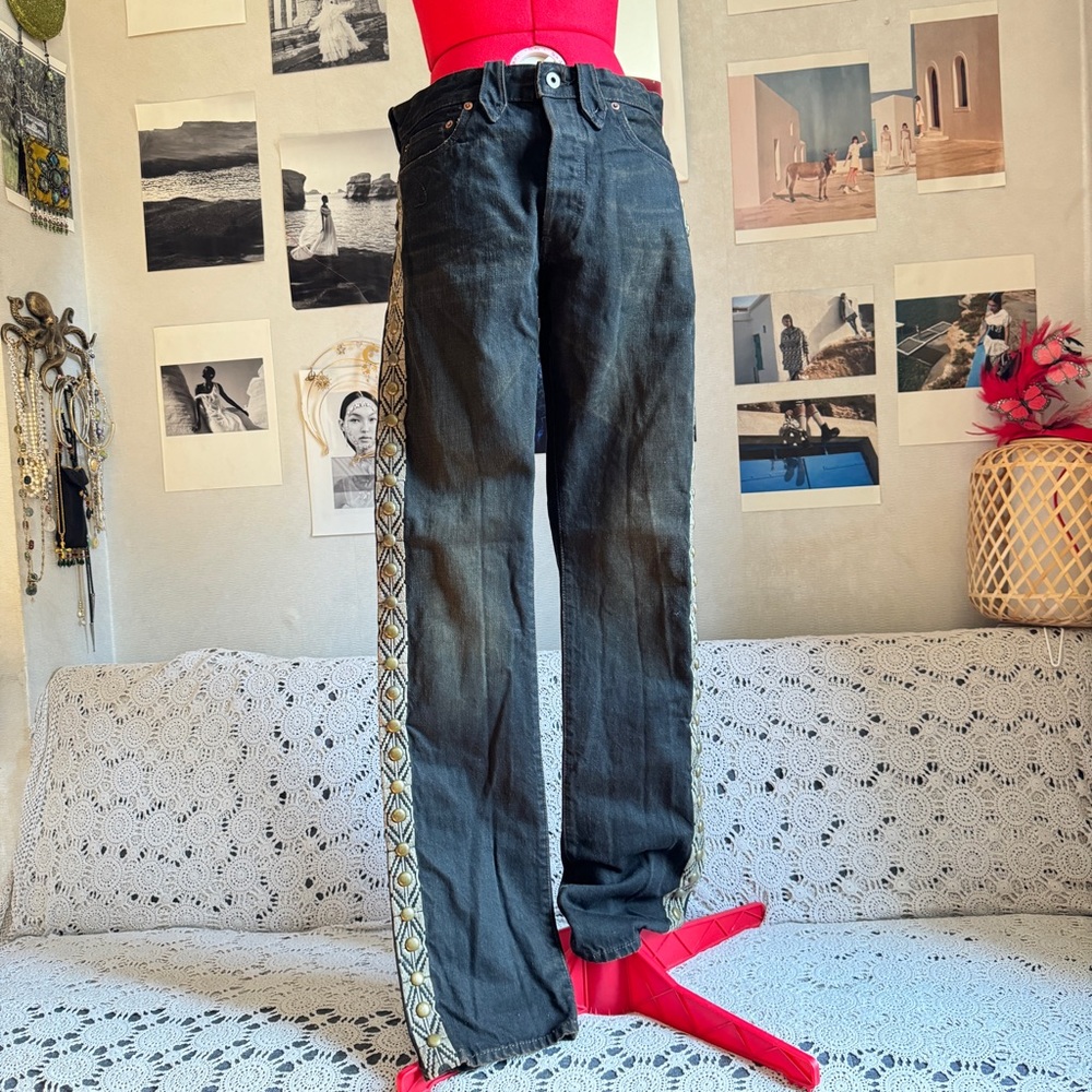 Vintage Double Ralph Lauren black label cowboy western studded straight jeans